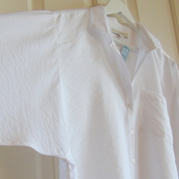 LOFT Bright White Shirt Medium Petite - Picture 5 of 10